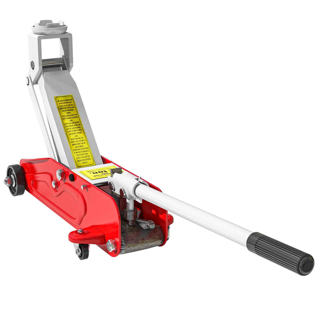 HOMCOM Hydraulic Jack with 12-30 cm Lift and 2 Ton Capacity, Reinforced Steel, Red and Grey