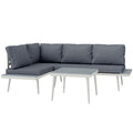 Garden Lounge with 2 Sofas with Cushions, 5-Level Adjustable Backrest and Slatted Coffee Table, Gray