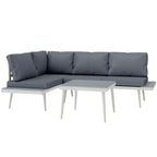 Garden Lounge with 2 Sofas with Cushions, 5-Level Adjustable Backrest and Slatted Coffee Table, Gray