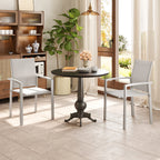 Set of 2 Stackable Garden Chairs with Breathable Seat, in Steel and Textilene, 56x58x89 cm, Light Gray