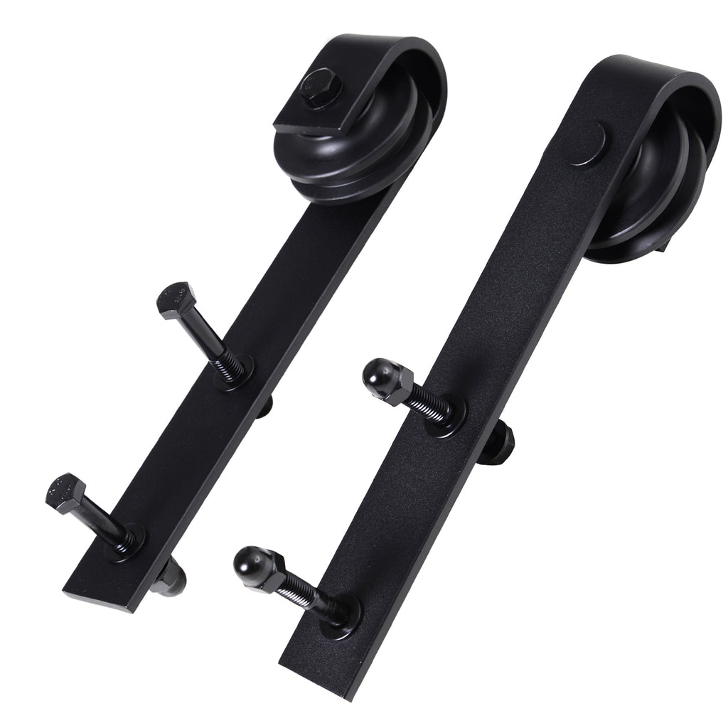 200cm Sliding Door Track Accessory Kit with Track and Rollers, Rustic Style, 90kg Load Capacity, Black Carbon Steel