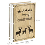 Wooden Christmas Advent Calendar in the Shape of a Book with Christmas Themes, 22x7x32 cm, White and Wood Color