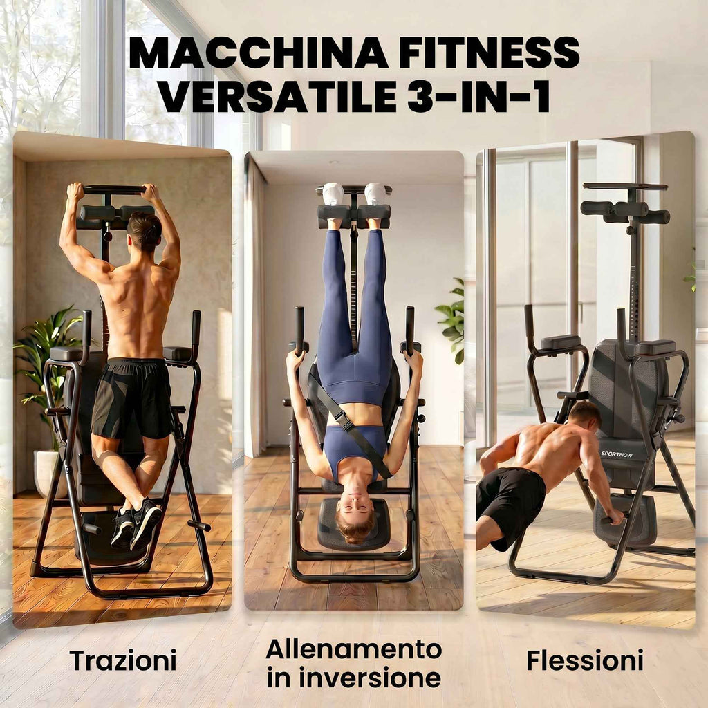 SPORTNOW 3-in-1 Inversion Table with Push-Up Bars, Pull-Ups, and Inversion Table