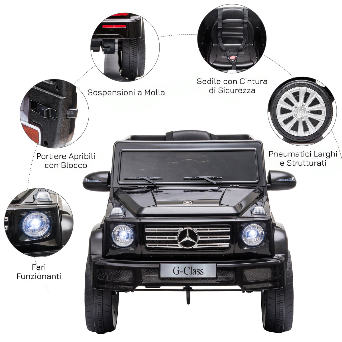 HOMCOM Electric Ride-On Toy Car for Kids Ages 3-8 with Remote Control, Dashboard, Belt, and LED Headlights, 107x64x54 cm, Black
