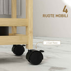 HOMCOM 3-Tier Bamboo Bathroom Storage Cart, 55x20x75 cm, Wood Color