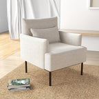 Homcom Modern Furnishing Armchair With Extra Cushion, In Line Effect and Steel Fabric, 73x81x82 cm, Cream White - Borgè