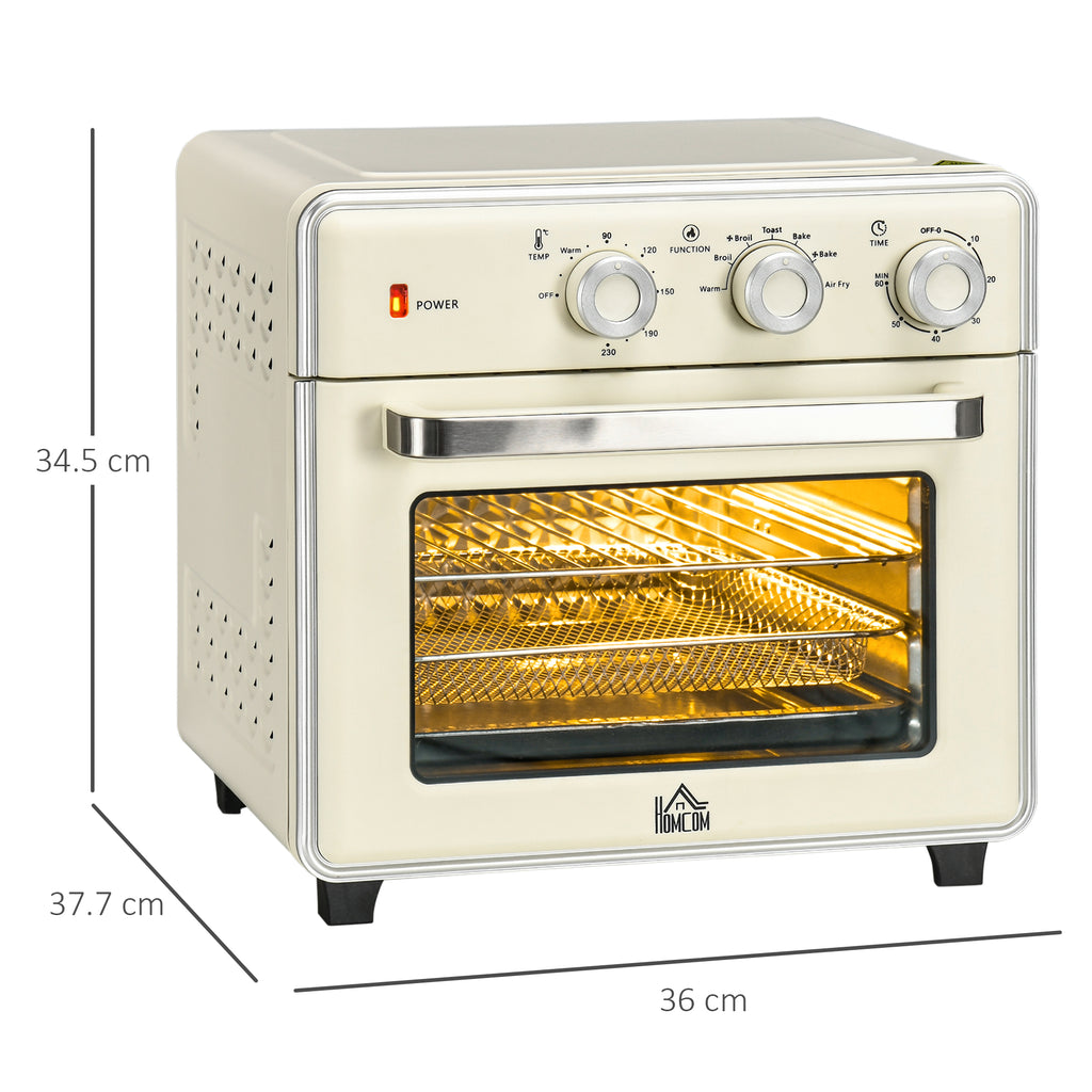 20L Fan-assisted Electric Mini Oven 1400W with Hot Air and Accessories, Cream