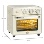 20L Fan-assisted Electric Mini Oven 1400W with Hot Air and Accessories, Cream