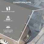 Outsunny 6x3m Dark Grey Anti-UV PE Carport Replacement Cover with Bungee Cords