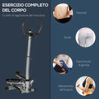 Stepper with Adjustable Handlebar, LCD Monitor and Elastic Bands, 55x53x118-128cm, Black