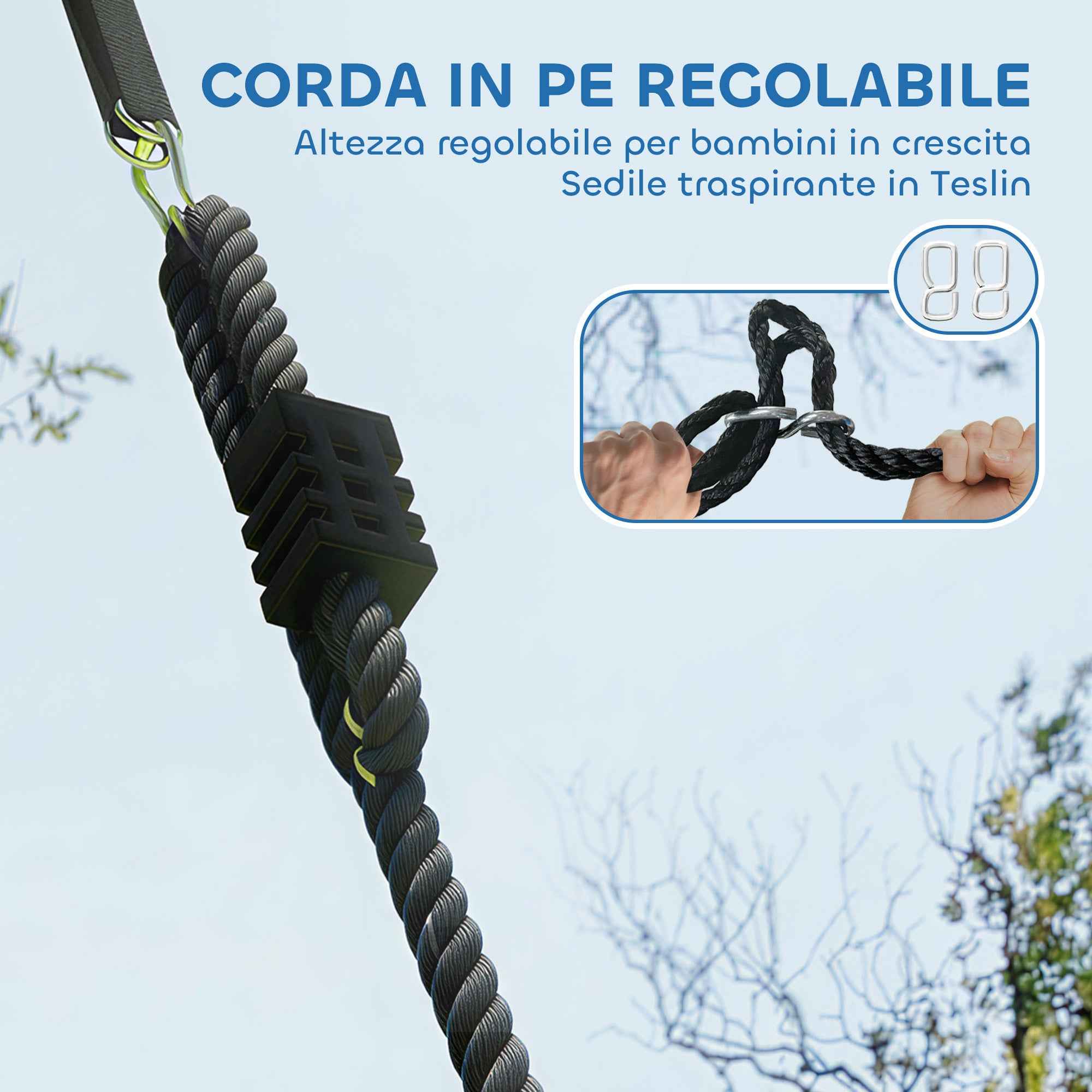 Nest Swing for Children 3-8 Years with Ropes and Straps, in PE and Oxford Fabric, 100x100x180 cm, Multicolored