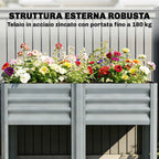Outsunny Raised Planter with Storage Shelf, 150L, Galvanized Steel, Height 80 cm, for Garden or Outdoor Patio