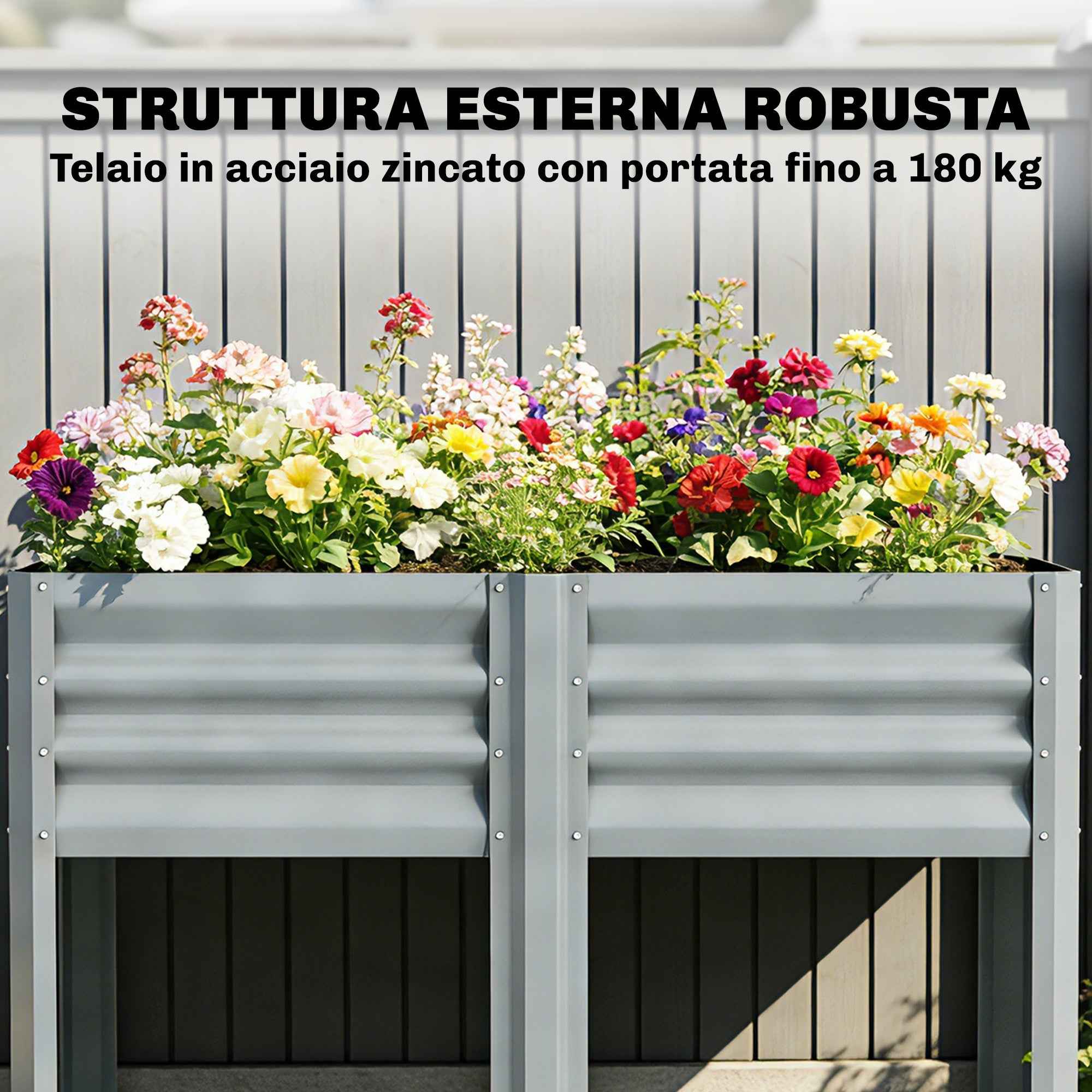 Outsunny Raised Planter with Storage Shelf, 150L, Galvanized Steel, Height 80 cm, for Garden or Outdoor Patio