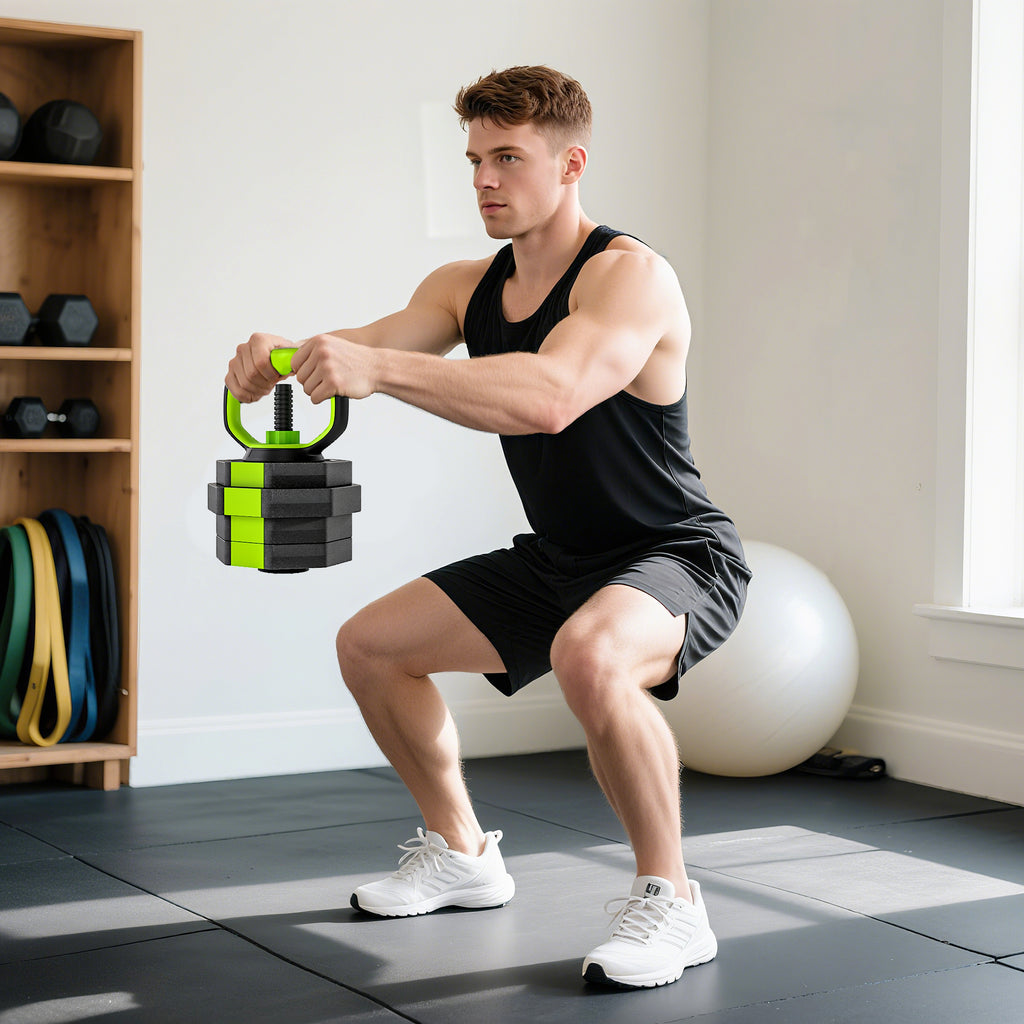 SPORTNOW 6-in-1 Multifunction Gym Weight Set, 20kg Total, Made of Plastic and Sand, 125x18x18 cm, Green