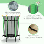 Trampoline for Children 3-10 Years with Zip Entrance and Padded Poles, Ø163.5x190 cm, Green