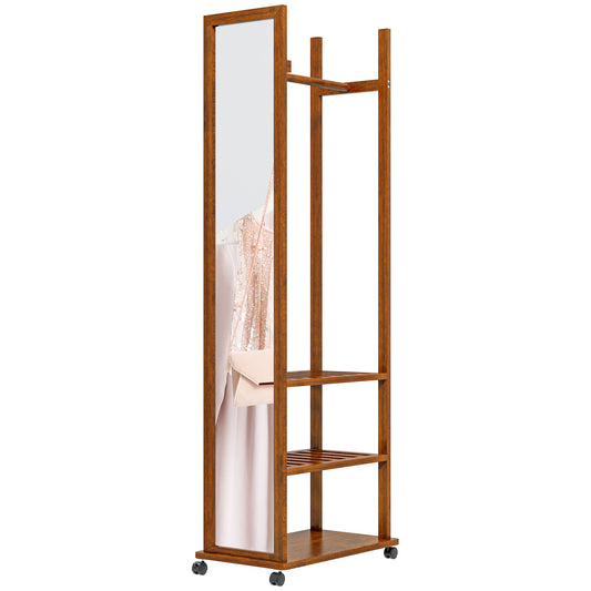 Homcom chamber mirror and entrance with 3 lower and binary shelves, in wood and glass, 35.8x59.8x170 cm - Borgè