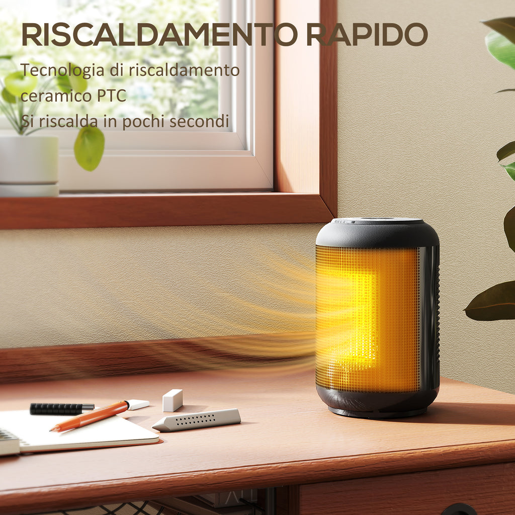 Electric Heater, Adjustable 3-Mode, 24-Hour Timer, Fireproof PP and PA, 14x14x21.5 cm, Black