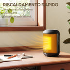 Electric Heater, Adjustable 3-Mode, 24-Hour Timer, Fireproof PP and PA, 14x14x21.5 cm, Black