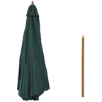 3x2.5 m Garden Umbrella with Rope Opening, 8 Ribs, in Wood and Polyester, Dark Green - Borge' Group Limited