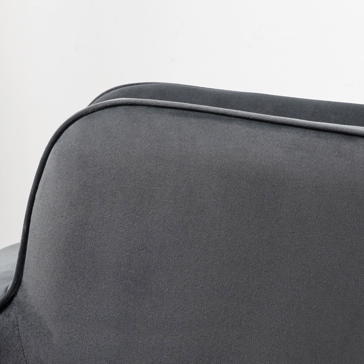 Upholstered Armchair with Armrests and Integrated Footrest in Dark Grey Velvet Effect Fabric - Borgè