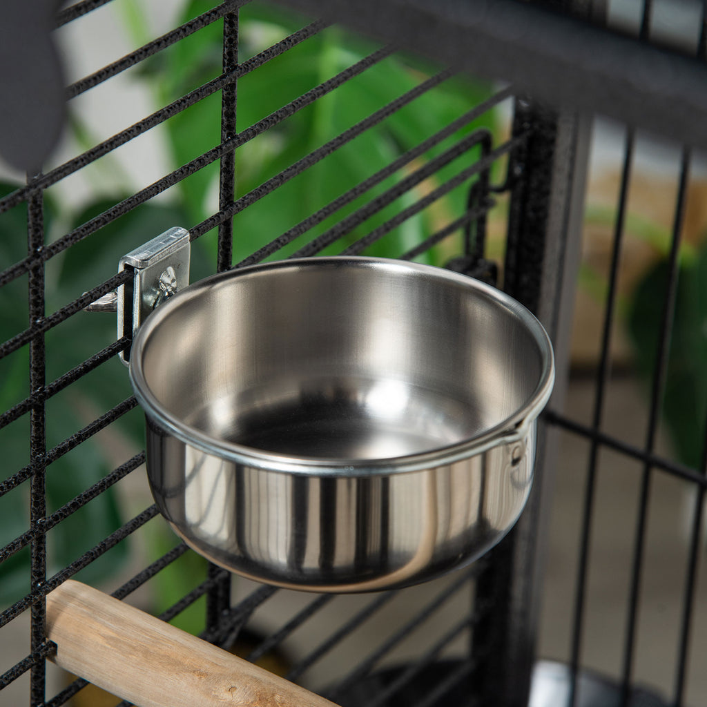 Pawhut cage for parrots with 2 posees and arched staircase, steel, 62.5x62.5x156 cm, gray - Borgè