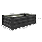 Outsunny Set of 2 Raised Garden Beds with Open Bottom in Galvanized Steel, 100x60x30cm, Grey