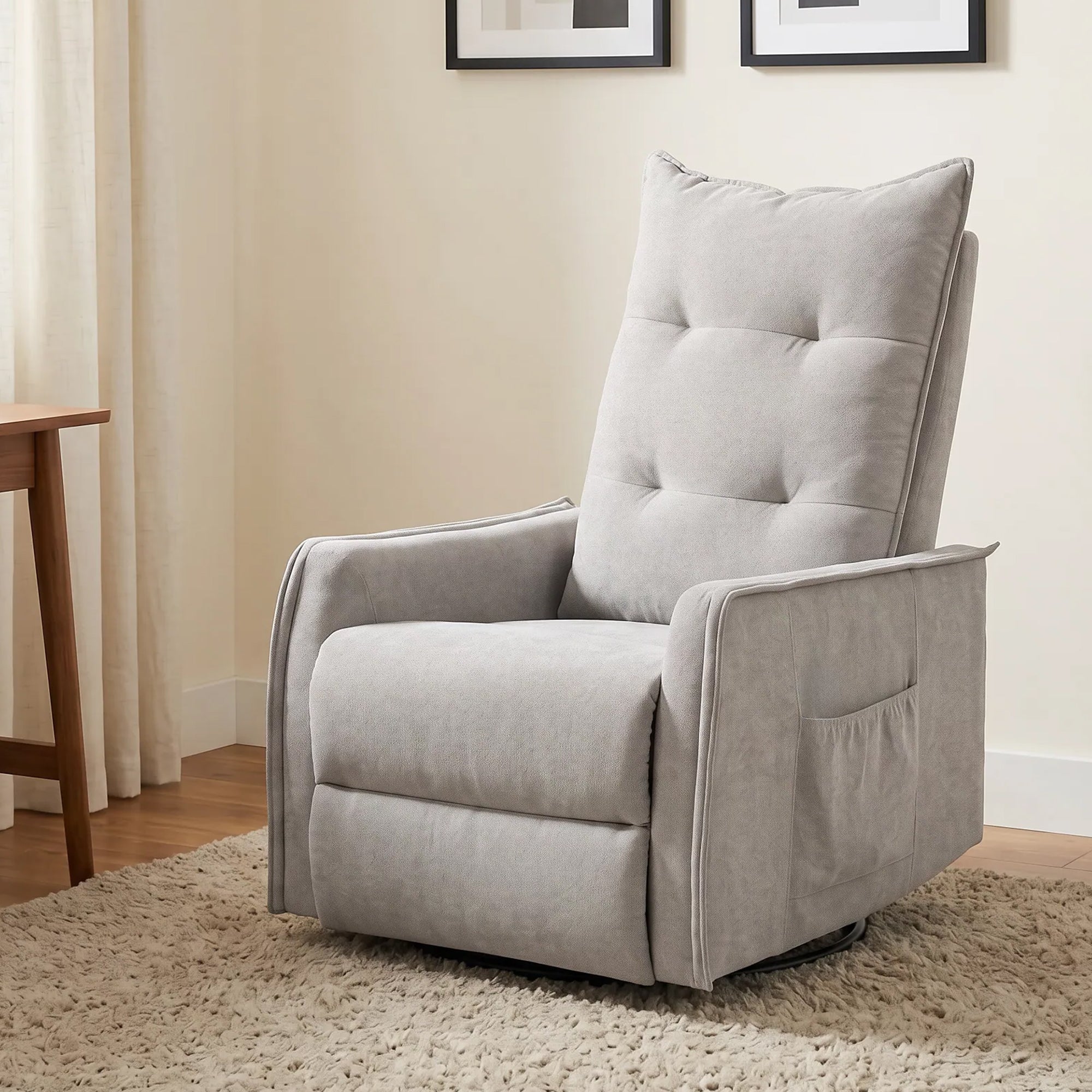 HOMCOM Relaxing Massage and Reclining Chair with Remote Control and Footrest, 71x93x99 cm, in Light Grey Chenille