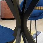 Homcom Round modern dining table for 4 people in steel and mdf, Ø100x75cm, black - Borgè