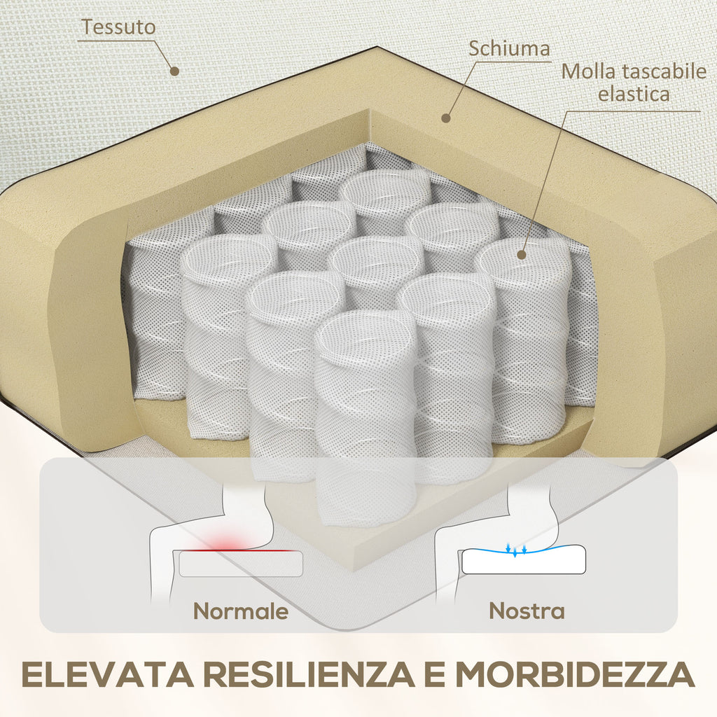 Manually Reclining Armchair at 60° Extra Padded in Fabric with Footrest, Cream