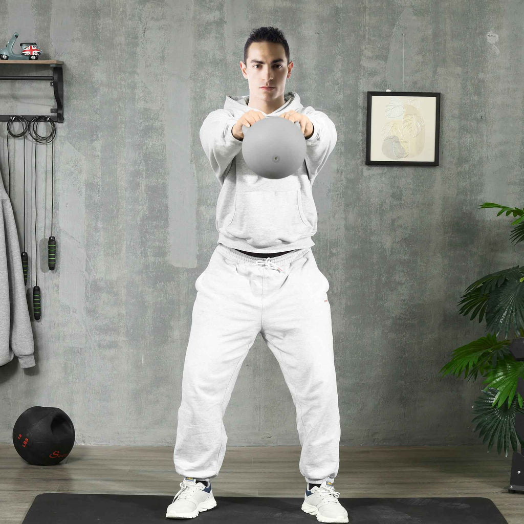 SPORTNOW Kettlebell 4kg in PVC and Metal Sand for Shoulder and Bicep Training, 19x19x26 cm, Grey