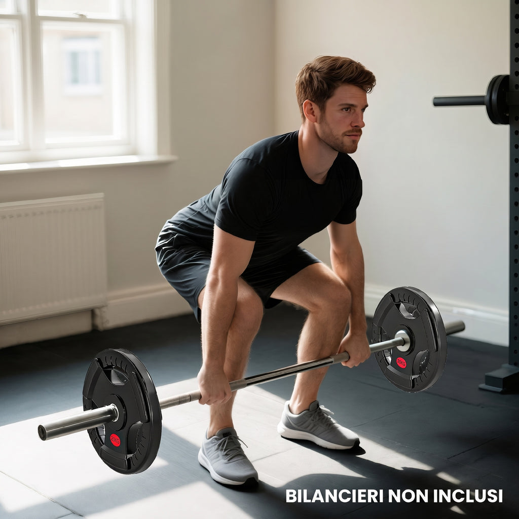 SPORTNOW 20 kg Weight Plate Set with 5 cm Hole and 3 Handles, Steel with Plastic Coating, Black