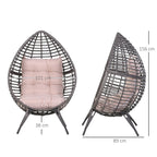 DROPPA | Boho Teardrop Rattan Outdoor Lounge Chair with Cushion, 101x89x156cm Grey and Beige - Borge' Group Limited