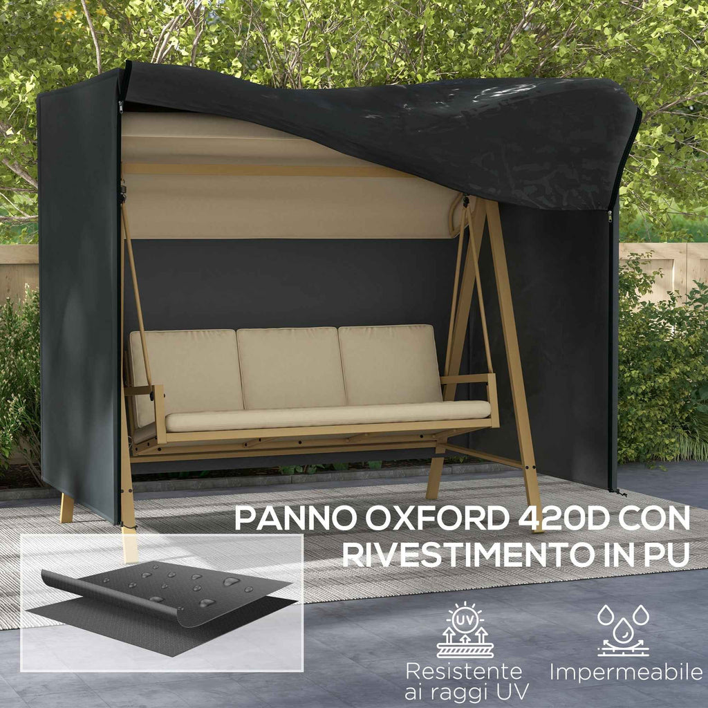 Outsunny 3-Seater Garden Swing Cover, Waterproof and UV-Proof, 220x125x172 cm, Black