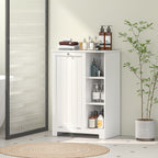 Bathroom Laundry Cabinet with Removable Basket and Adjustable Shelves, 60x38x86 cm, White