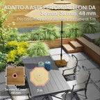 Outsunny Wheeled Umbrella Base with Brakes for Ø36/38/48 mm Poles, in Metal with Cement, Wood Effect