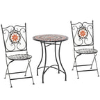 3-Piece Garden Furniture Set with 2 Folding Chairs and 1 Coffee Table, Metal and Ceramic - Borge' Group Limited