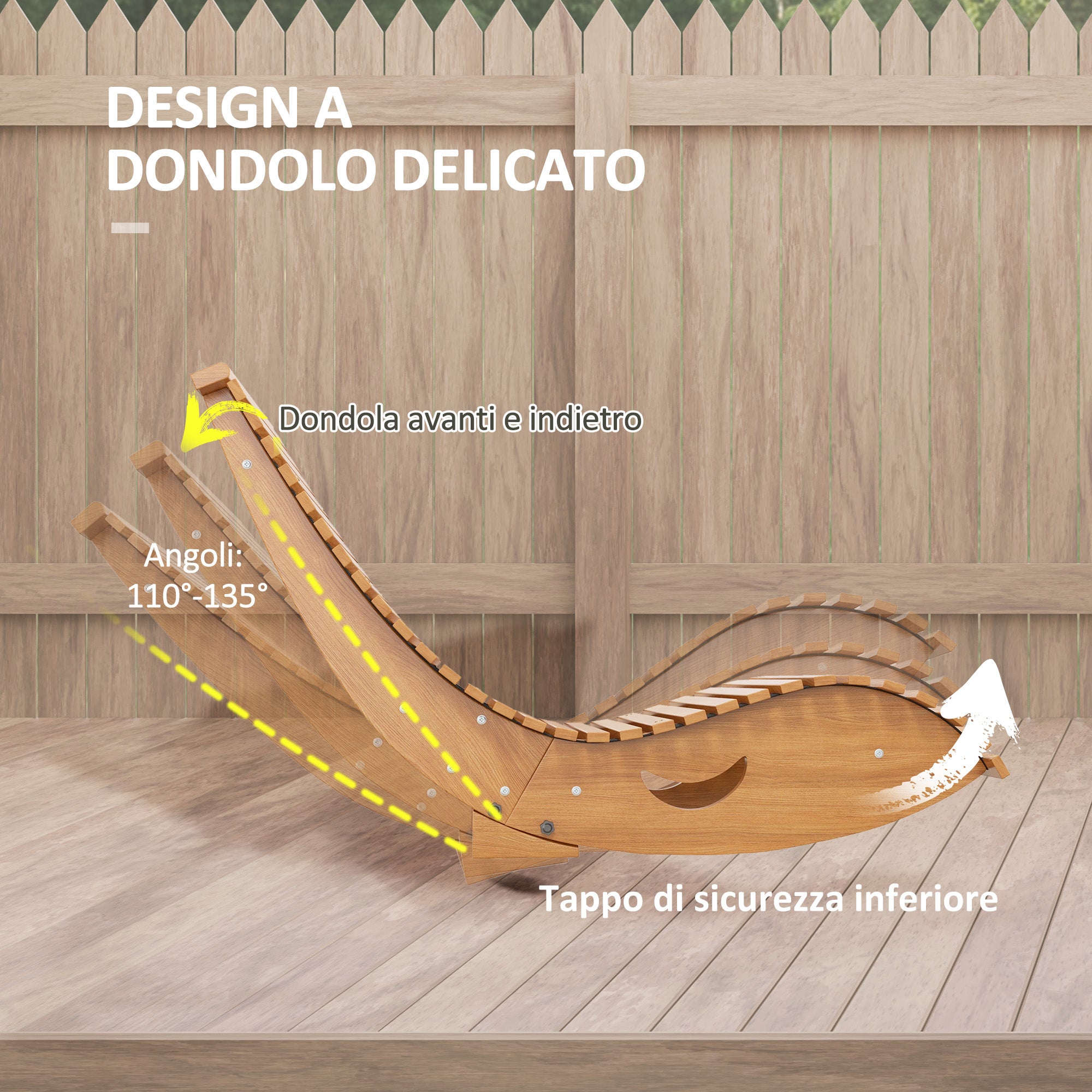 Outsunny S-Shaped Garden Rocking Chair with Ergonomic Seat, Made of Fir and Pine Wood, 130x60x60 cm