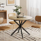 HOMCOM Industrial Dining Table for 4-6 People with Round Drop-Leaf Top, in Wood and Steel, 135x100x75 cm