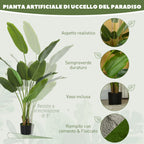 160cm Artificial Plant with 10 Leaves in Green PEVA with Ø16.5x13.5cm Pot