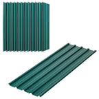 Set of 12 Replacement Panels 129x45 cm for Garden Sheds in Green Galvanized Steel