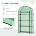 Outsunny Garden Greenhouse with Metal Shelves, PE Cover and Roll-Up Door 80x49x160cm, Green