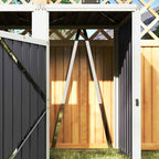 Outsunny 2-Section Garbage Can Shed with Lift-Off Lid, Galvanized Steel, 146x81x122 cm, Dark Grey