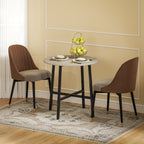 Round Industrial Dining Table for 2 People, in Wood and Steel, Ø80x75 cm, Black and Wood Color