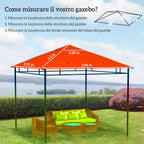 Outsunny 3x3m Orange Replacement Roof for Garden Gazebo in Polyester with Ventilation Holes