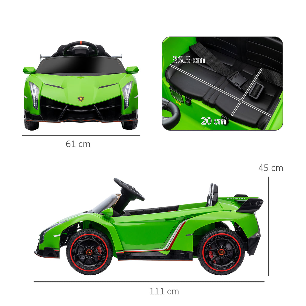 Homcom Electric Machine for Children Lamborghini Veneno 12v with remote control, age 3-6 years, green - Borgè