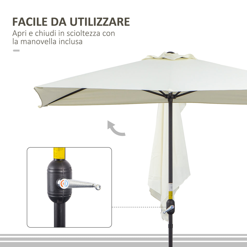 Space-Saving Crescent Wall-Mounted Umbrella with Crank Opening, Beige