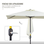 Space-Saving Crescent Wall-Mounted Umbrella with Crank Opening, Beige