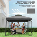 Outsunny 3x3m UPF30+ 2-Tier Dark Grey Polyester Garden Gazebo Cover