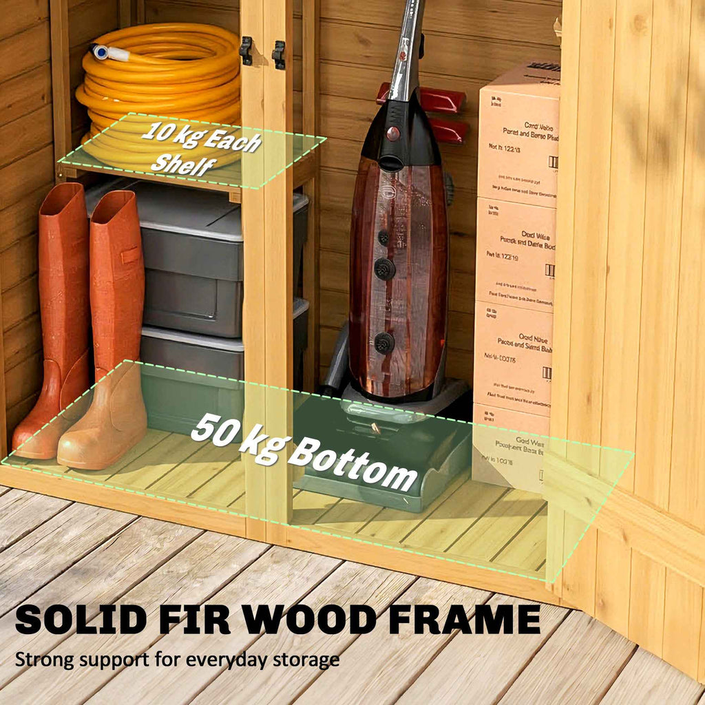Outsunny Brown Wooden Shed, Tool Storage with 2 Shelves