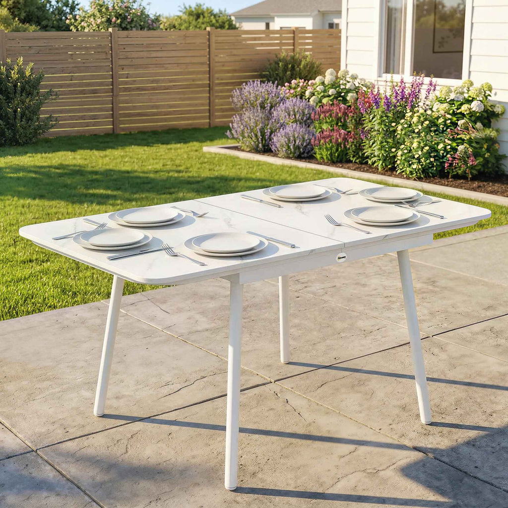 Outsunny Garden Table for 6 People, Rectangular 140x80 cm with WPC Top